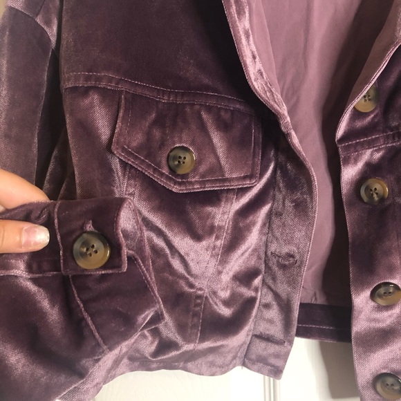 Fika the Brand Velvet Crop Buttondown Jacket Y2K Small Purple - Picture 4 of 6
